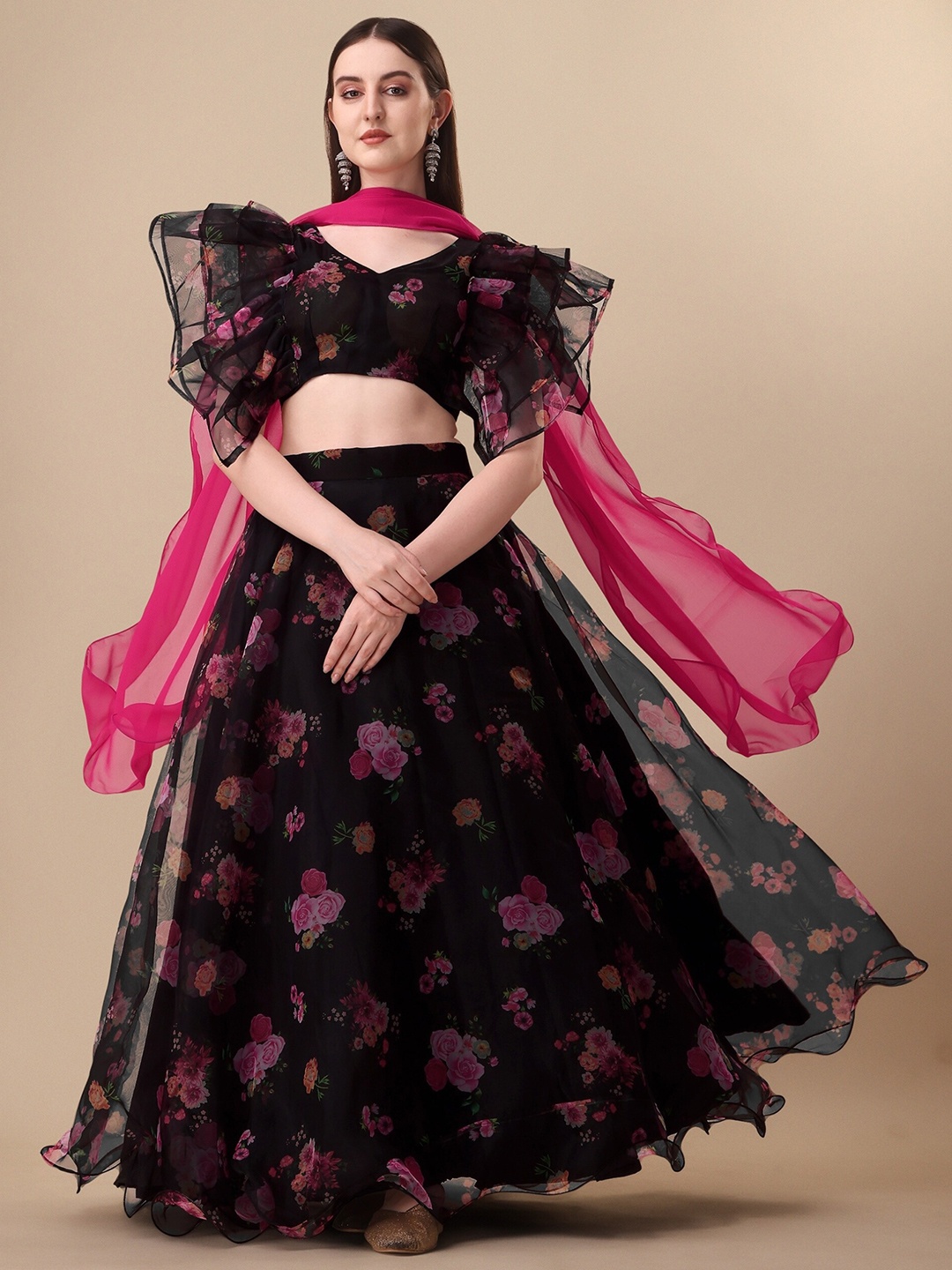 Vaidehi Fashion Floral Printed Ready to Wear Lehenga & Unstitched Blouse With Dupatta, Black
Vaidehi Fashion Floral Printed Ready to Wear Lehenga & Unstitched Blouse With Dupatta, Black