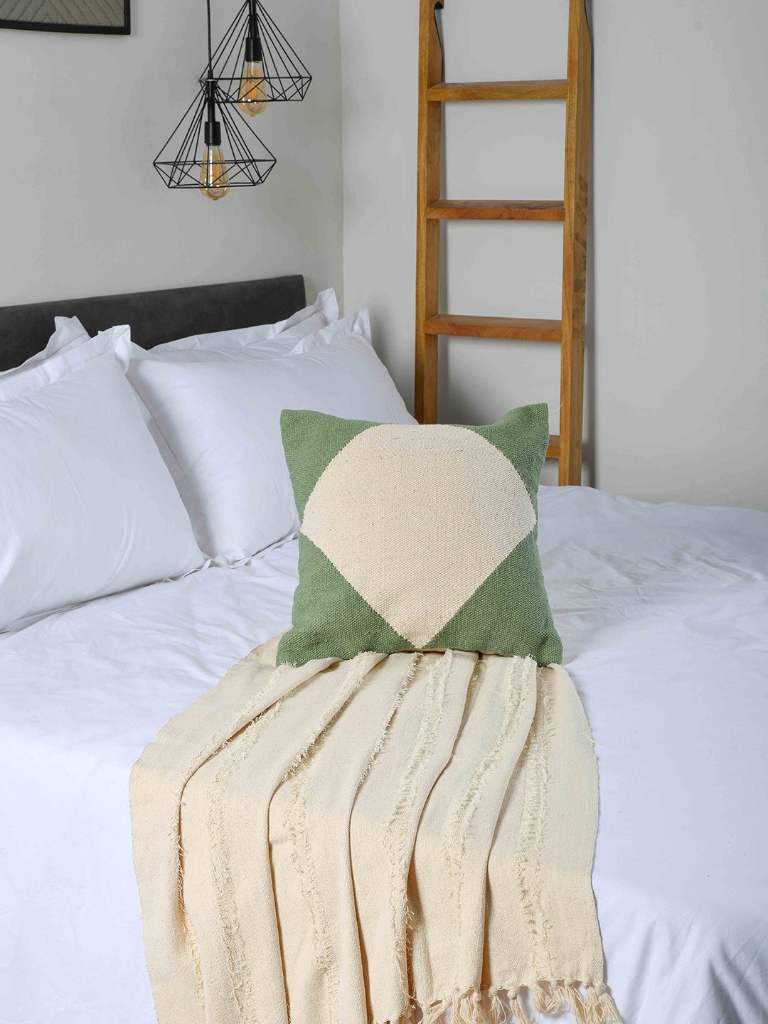 THE SEWING CREST Green & Cream-Coloured 2 Pieces Abstract Cotton Rectangle Cushion Covers
THE SEWING CREST Green & Cream-Coloured 2 Pieces Abstract Cotton Rectangle Cushion Covers