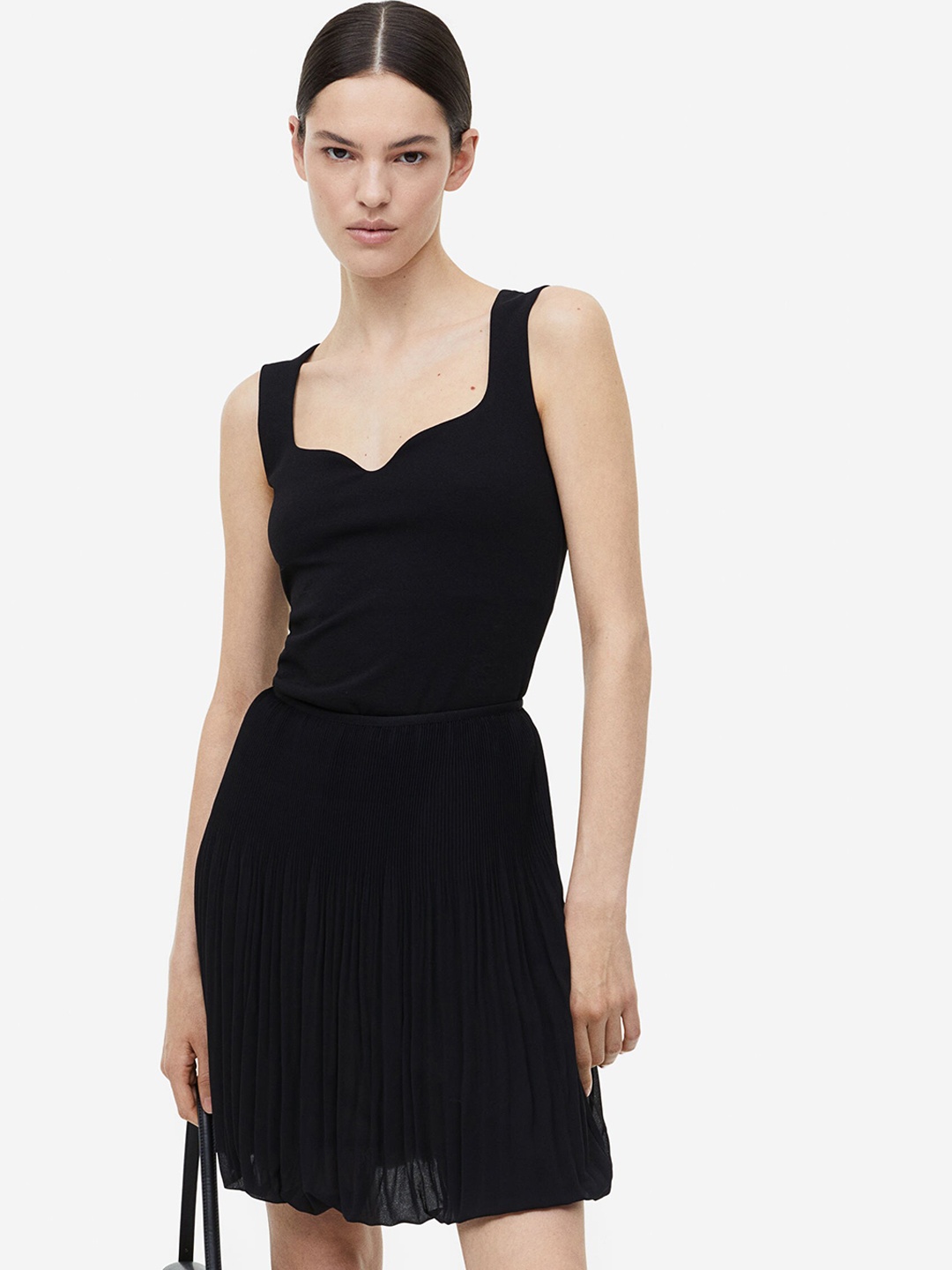 H&M A-Line Pleated Skirt, Black
