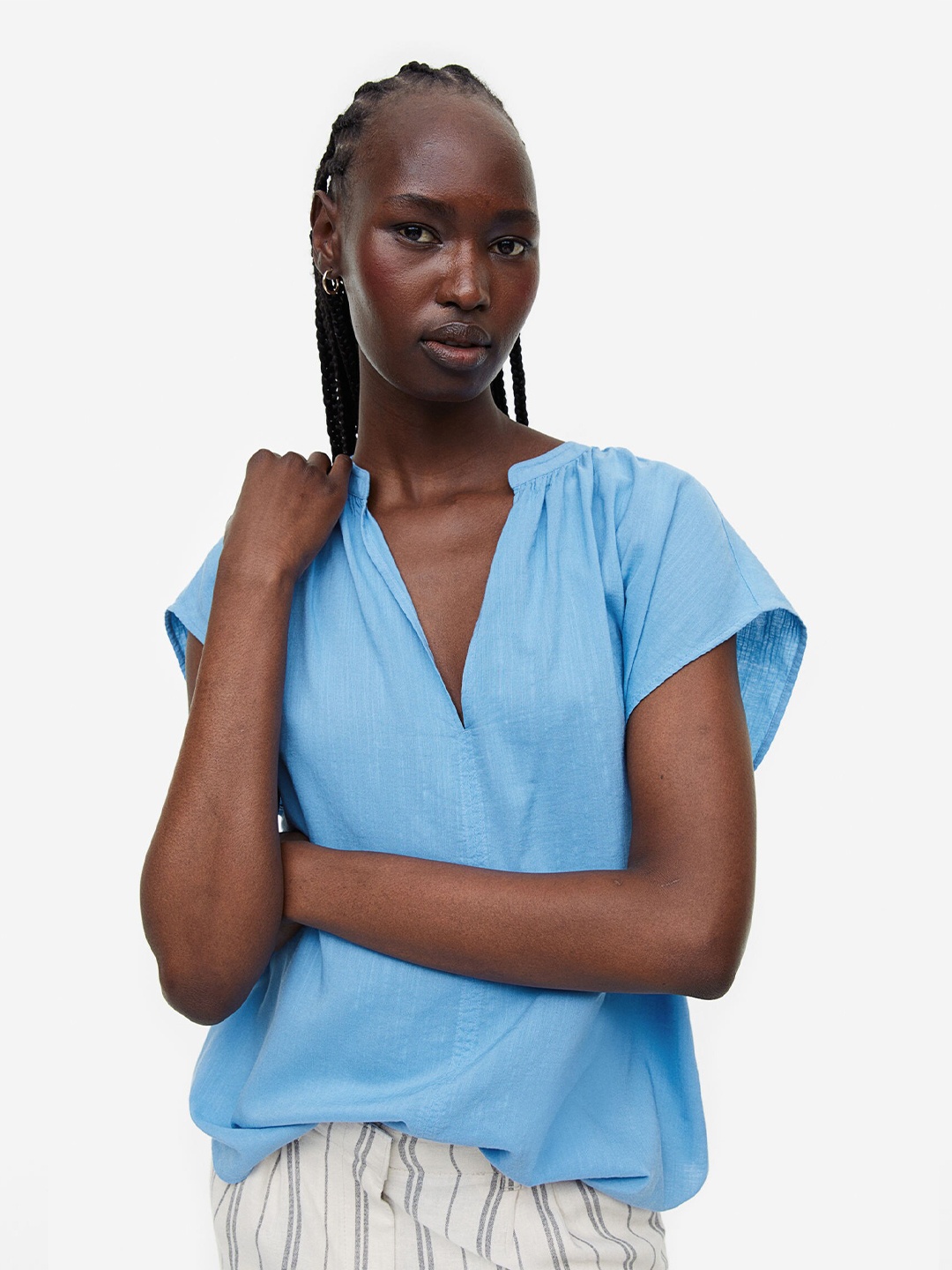 H&M V-Neck Blouse, Blue