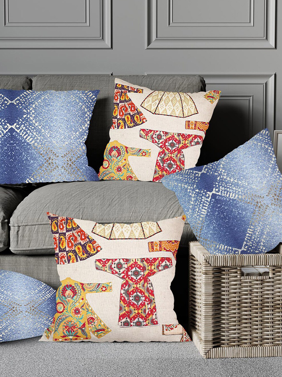Just Home Blue & Cream-Coloured 5 Pieces Abstract Printed Cotton Square Cushion Covers
Just Home Blue & Cream-Coloured 5 Pieces Abstract Printed Cotton Square Cushion Covers