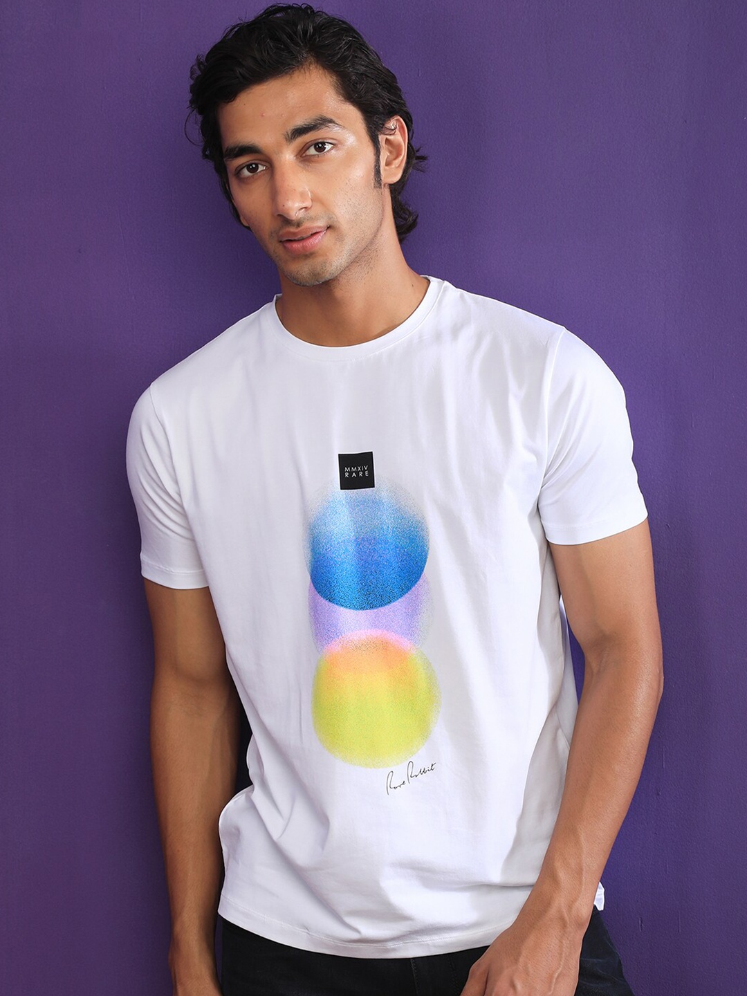 RARE RABBIT Men Bloomss Graphic Printed Cotton Slim Fit T-Shirt, White
RARE RABBIT Men Bloomss Graphic Printed Cotton Slim Fit T-Shirt, White