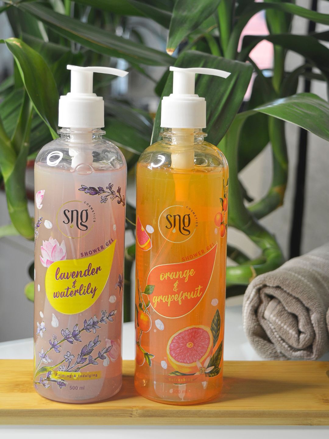 SNG Cosmetics Set Of 2 Orange & Grapefruit Shower Gel & Lavender & Waterlily Shower Gel
SNG Cosmetics Set Of 2 Orange & Grapefruit Shower Gel & Lavender & Waterlily Shower Gel
