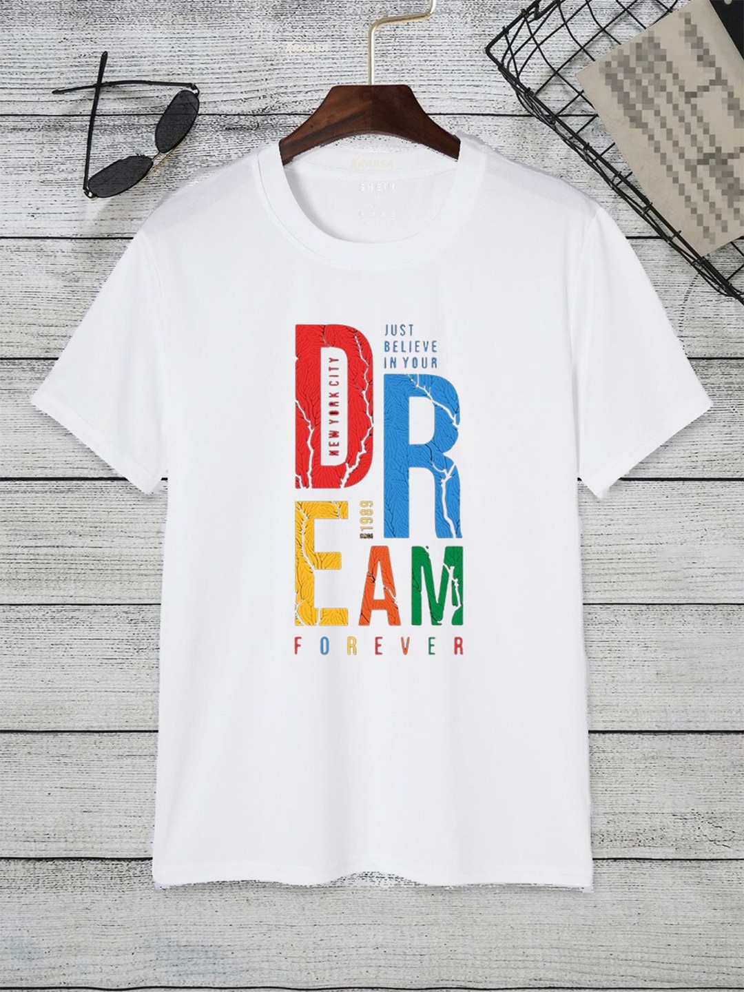 KRAASA Typography Printed Cotton T-Shirt, White