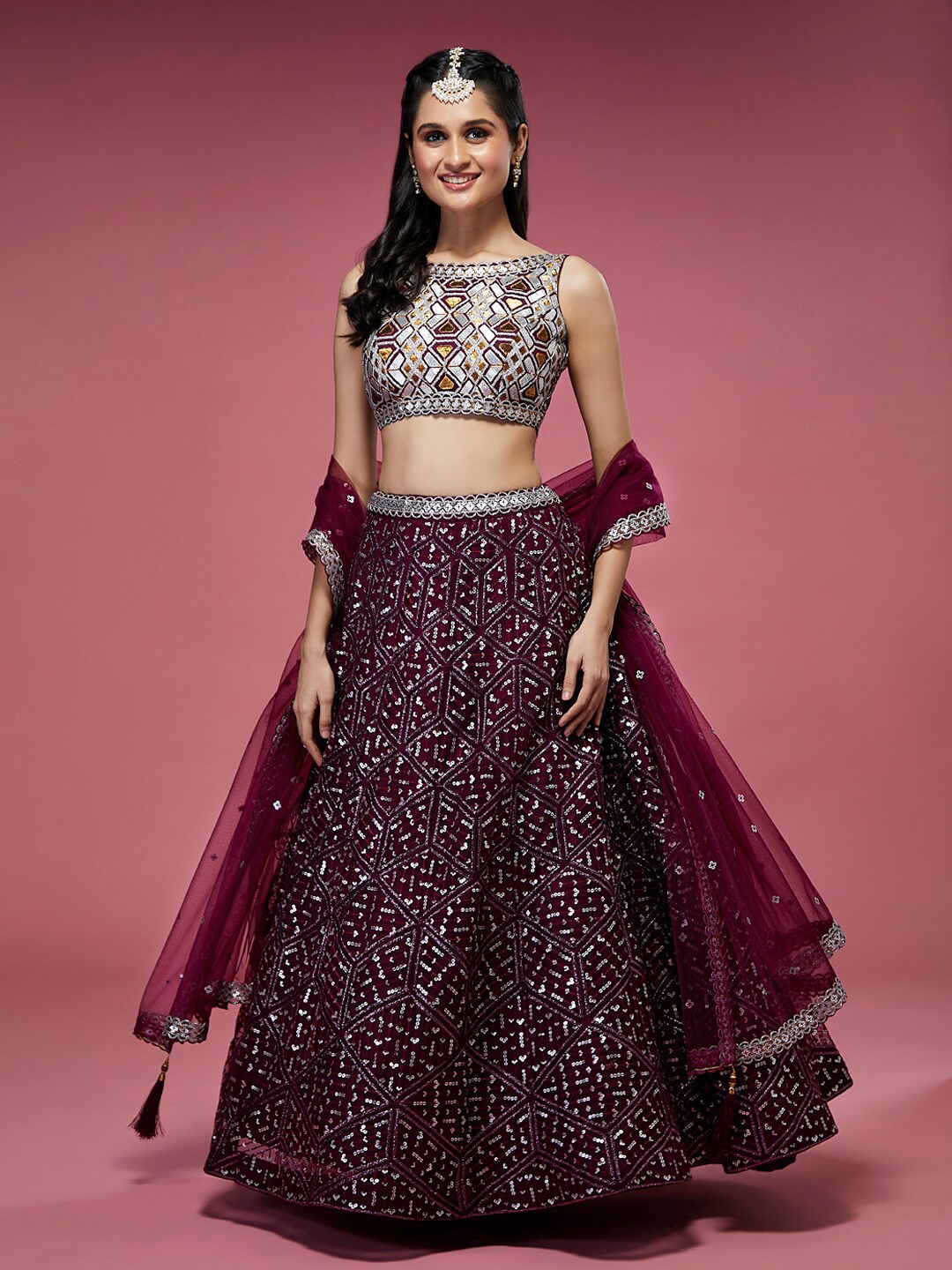 panchhi Embellished Semi-Stitched Lehenga & Unstitched Blouse With Dupatta, Burgundy
panchhi Embellished Semi-Stitched Lehenga & Unstitched Blouse With Dupatta, Burgundy