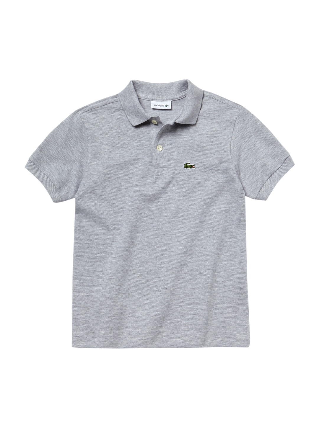 Lacoste Boys Grey Solid Polo Collar T-shirt