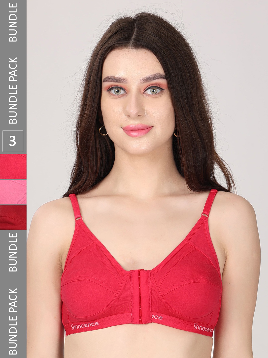 Innocence Pack Of 3 Full Coverage Seamless Non Padded Cotton Everyday All Day Comfort Bras, Fuchsia
Innocence Pack Of 3 Full Coverage Seamless Non Padded Cotton Everyday All Day Comfort Bras, Fuchsia