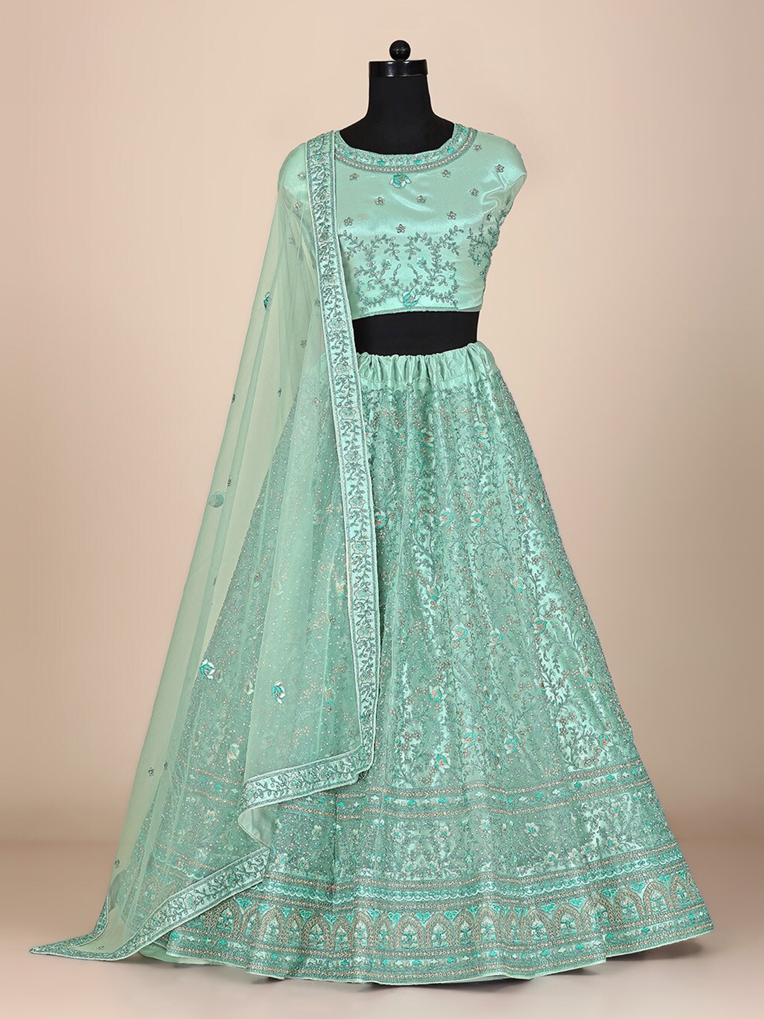 HALFSAREE STUDIO Embroidered Thread Work Semi-Stitched Lehenga & Blouse With Dupatta, Green
HALFSAREE STUDIO Embroidered Thread Work Semi-Stitched Lehenga & Blouse With Dupatta, Green