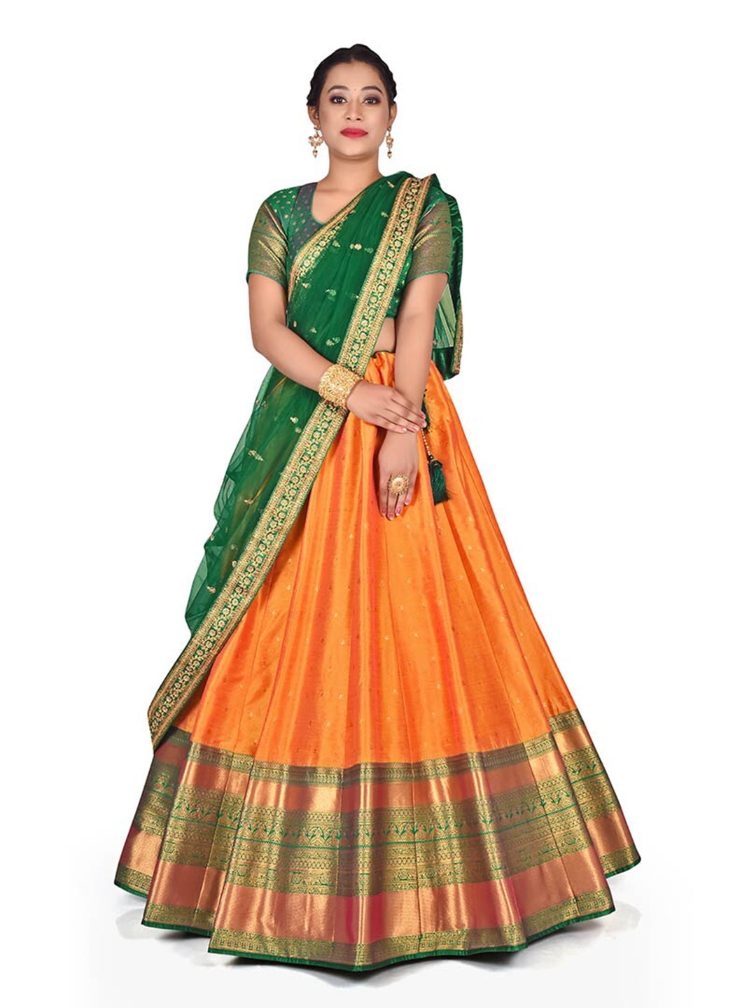 HALFSAREE STUDIO Woven Design Semi-Stitched Lehenga & Blouse With Dupatta, Green
HALFSAREE STUDIO Woven Design Semi-Stitched Lehenga & Blouse With Dupatta, Green