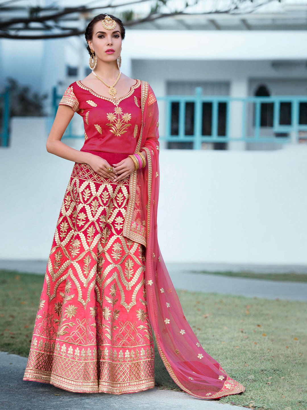 SAPTRANGI Embroidered Ready to Wear Lehenga & Blouse With Dupatta, Pink
SAPTRANGI Embroidered Ready to Wear Lehenga & Blouse With Dupatta, Pink