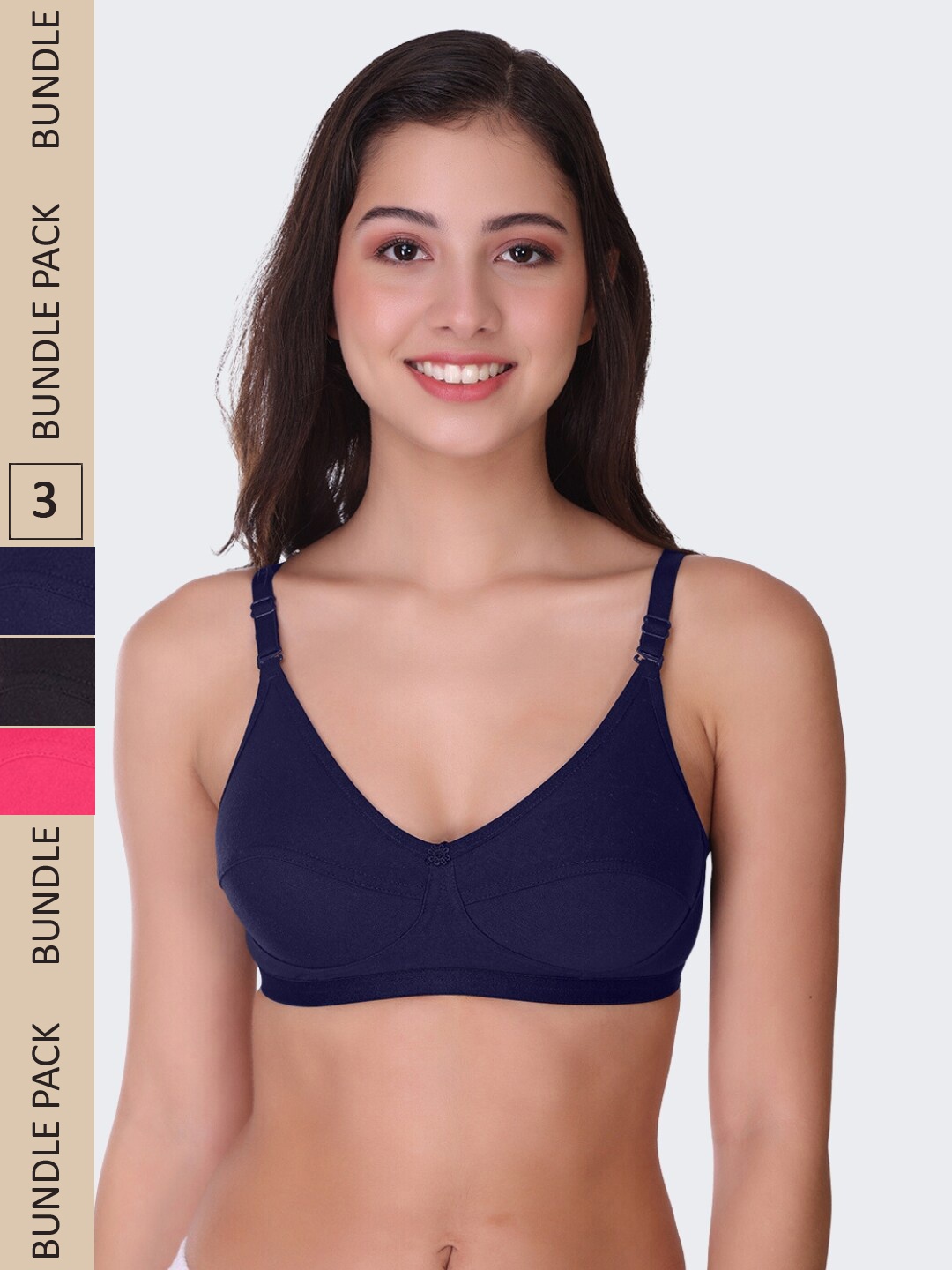 POOJA RAGENEE Pack Of 3 Full Coverage Lightly Padded Bra bq2183c_3p_bl_mg_nblu_28c, Black
POOJA RAGENEE Pack Of 3 Full Coverage Lightly Padded Bra bq2183c_3p_bl_mg_nblu_28c, Black