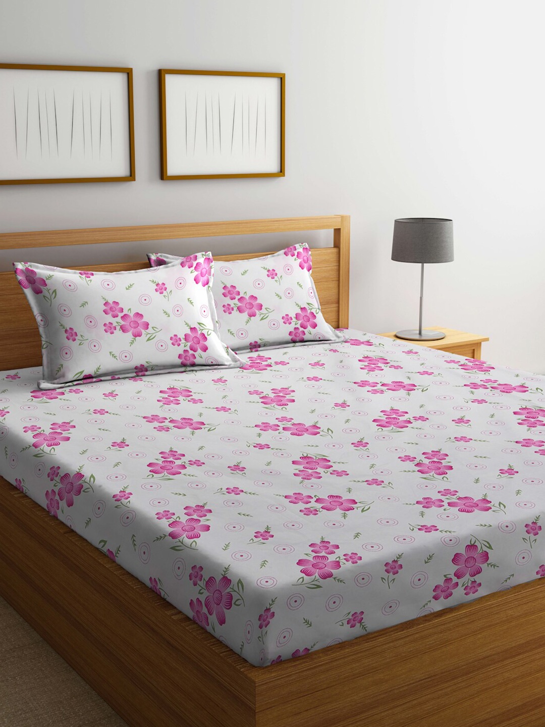 KLOTTHE Grey & Pink Floral Printed Fitted 300TC Double King Bedsheet With 2 Pillow Covers
KLOTTHE Grey & Pink Floral Printed Fitted 300TC Double King Bedsheet With 2 Pillow Covers