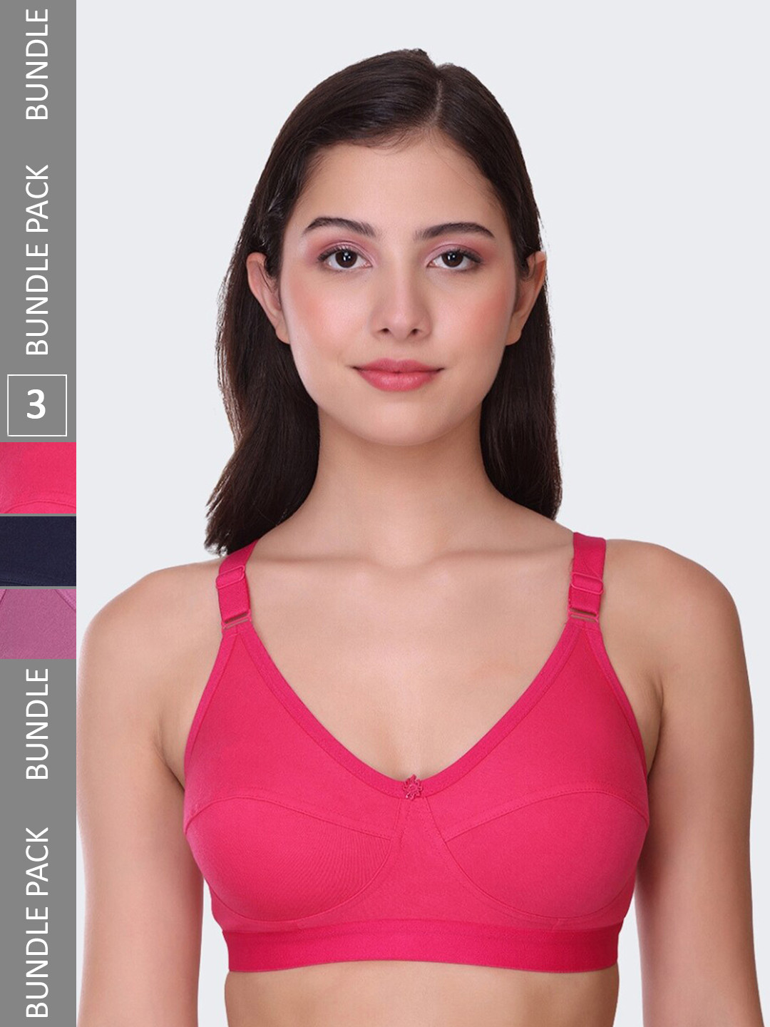 POOJA RAGENEE Pack Of 3 Full Coverage Non-Wired Lightly Padded Cotton Everyday Bras, Navy blue
POOJA RAGENEE Pack Of 3 Full Coverage Non-Wired Lightly Padded Cotton Everyday Bras, Navy blue