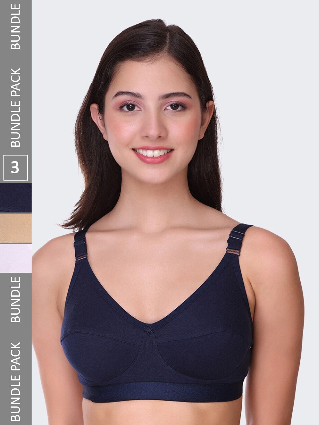 POOJA RAGENEE Pack Of 3 Full Coverage Lightly Padded Bra bq2183d_3p_sk_nblu_wh_28d, Navy blue
POOJA RAGENEE Pack Of 3 Full Coverage Lightly Padded Bra bq2183d_3p_sk_nblu_wh_28d, Navy blue