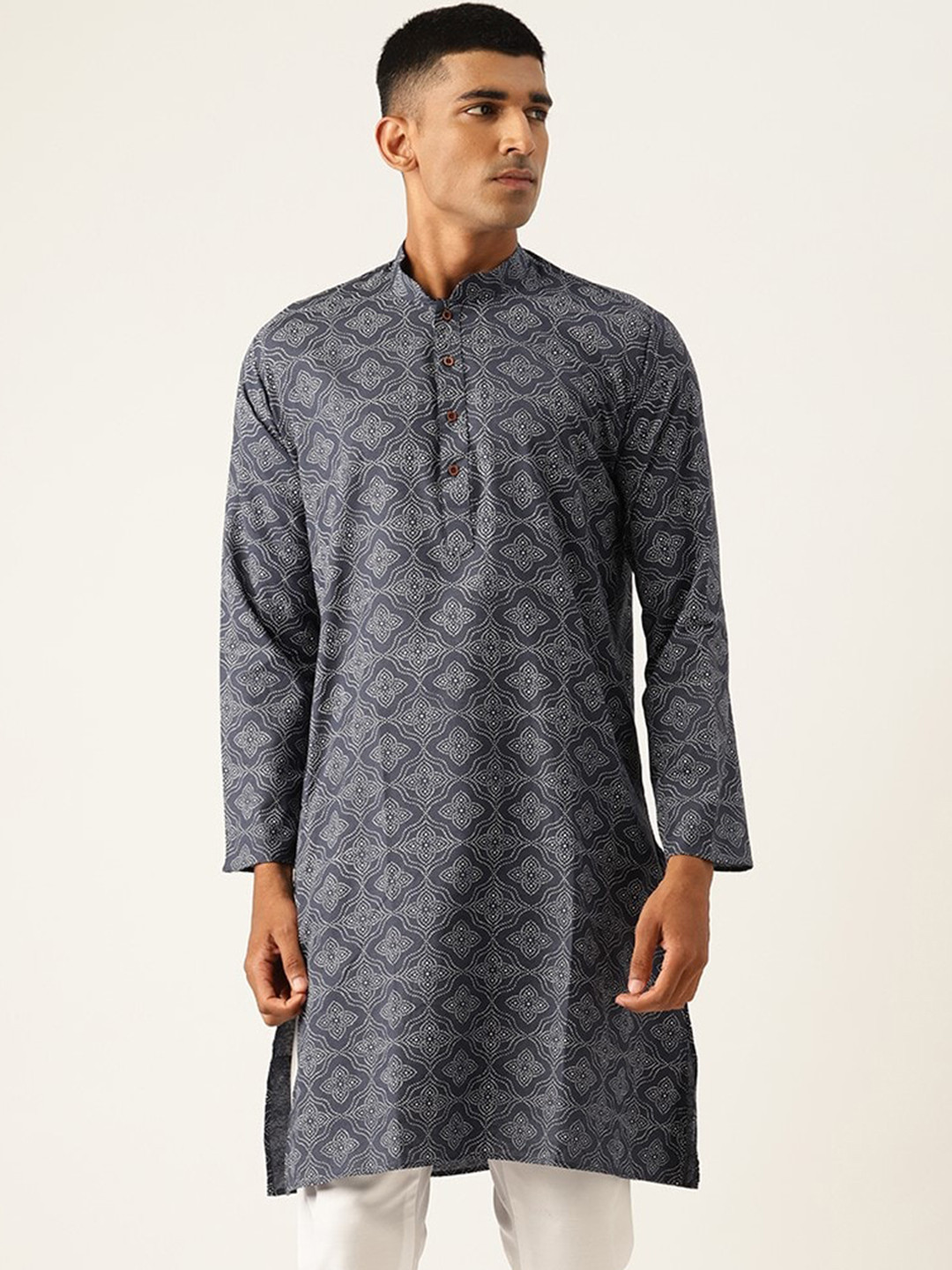 Armaan Ethnic Block Printed Mandarin Collar Cotton Linen Straight Kurta, Grey
Armaan Ethnic Block Printed Mandarin Collar Cotton Linen Straight Kurta, Grey