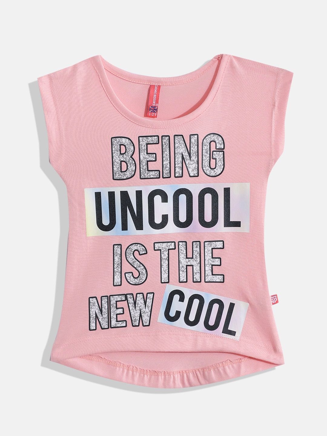 GAME BEGINS By Eteenz Girls Premium Cotton Typography Printed T-shirt, Pink