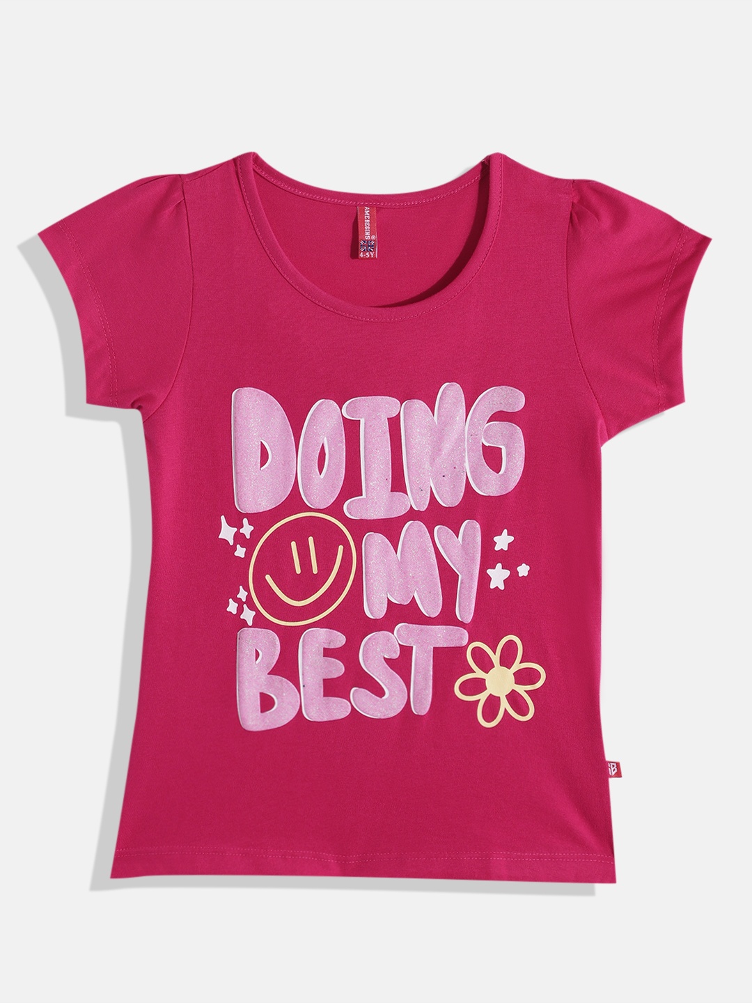 GAME BEGINS By Eteenz Girls Premium Cotton Typography Printed T-shirt, Pink