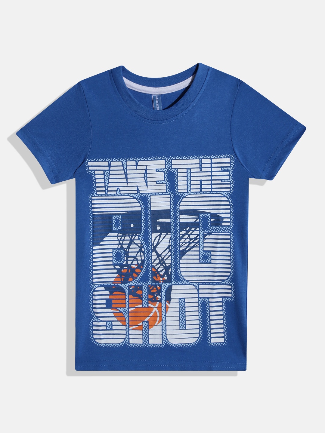 GAME BEGINS By Eteenz Boys Typography Printed Premium Cotton T-shirt, Blue