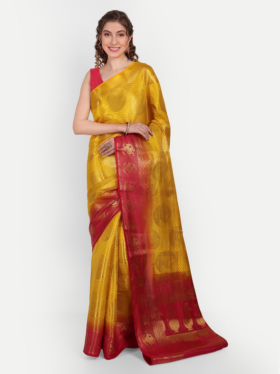 Paramparik Textile Ethnic Motifs Woven Design Zari Pure Silk Banarasi Saree, Yellow
Paramparik Textile Ethnic Motifs Woven Design Zari Pure Silk Banarasi Saree, Yellow