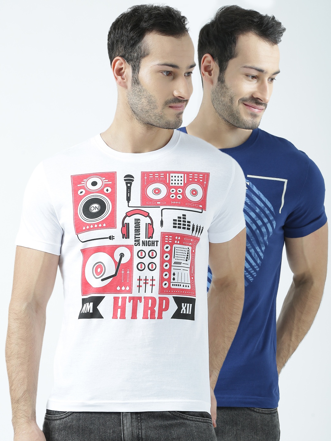 Huetrap Men Pack of 2 T-Shirts, White