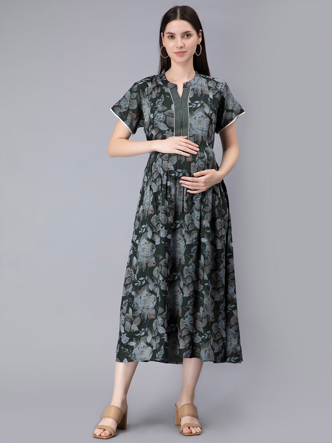 NIGHTSPREE Floral Print Flared Sleeve Maternity Feeding Fit & Flare Midi Dress, Green
NIGHTSPREE Floral Print Flared Sleeve Maternity Feeding Fit & Flare Midi Dress, Green
