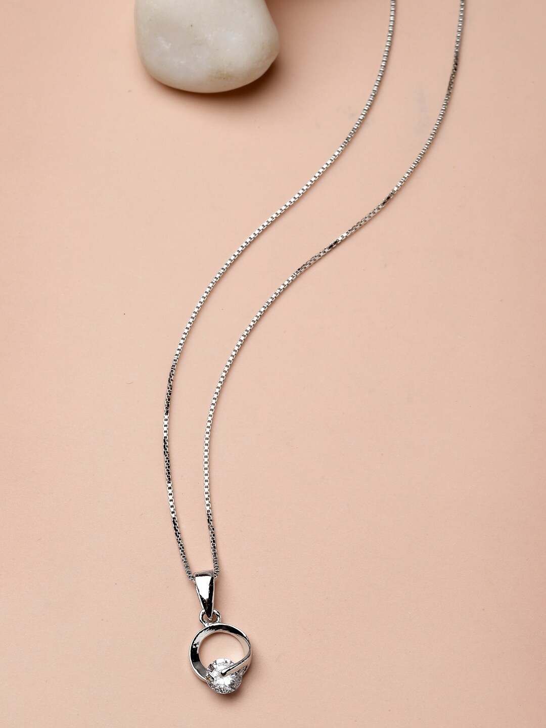 Pissara by Sukkhi Rhodium-Plated CZ-Studded Circular Shaped Pendant With Chain, Silver
Pissara by Sukkhi Rhodium-Plated CZ-Studded Circular Shaped Pendant With Chain, Silver