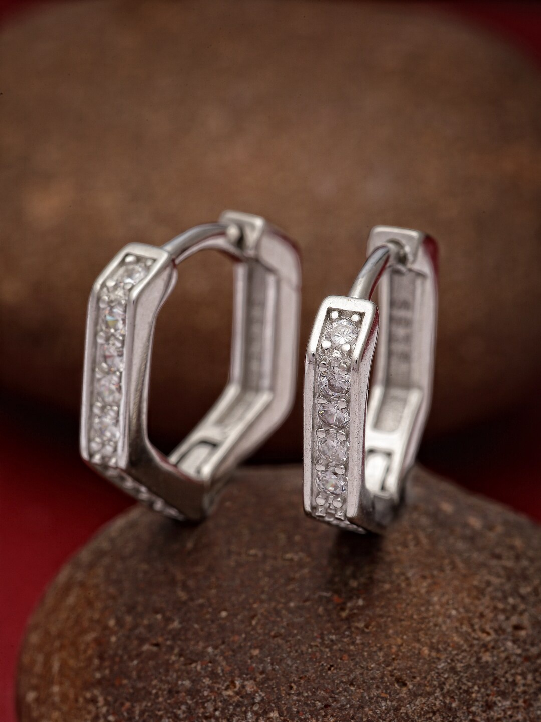 Pissara by Sukkhi Rhodium-Plated Cubic Zirconia Geometric Hoop Earrings, Silver
Pissara by Sukkhi Rhodium-Plated Cubic Zirconia Geometric Hoop Earrings, Silver