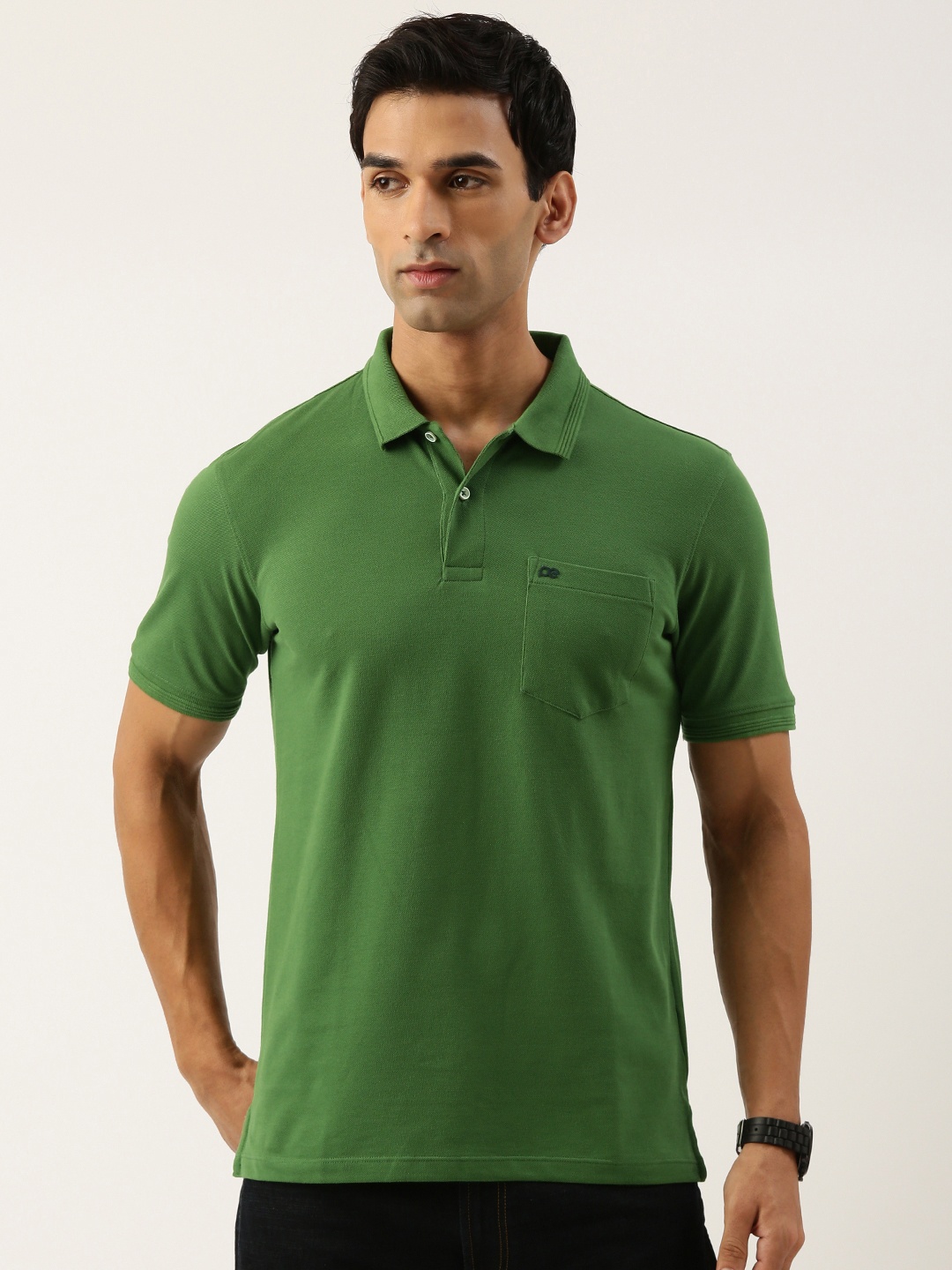 Peter England Men Polo Collar T-shirt, Green