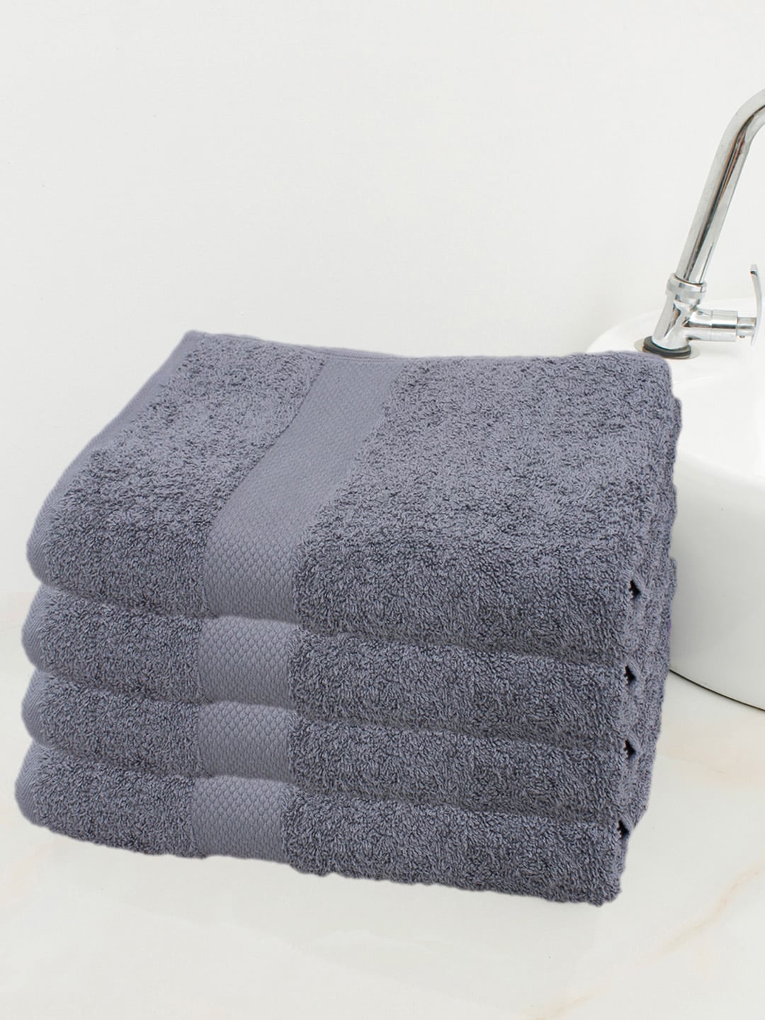 AVI Living Charcoal 4 Pieces Pure Cotton Bath Towels
