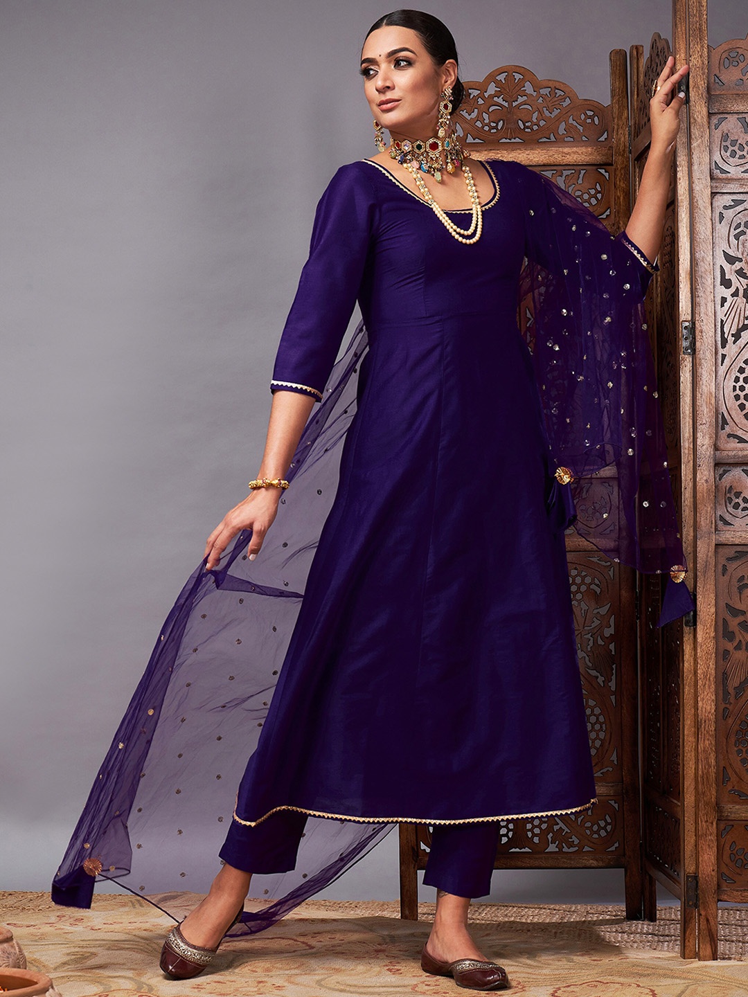 Shae by SASSAFRAS Purple Empire Gotta Pattai Anarkali Kurta with Trousers & With Dupatta
Shae by SASSAFRAS Purple Empire Gotta Pattai Anarkali Kurta with Trousers & With Dupatta