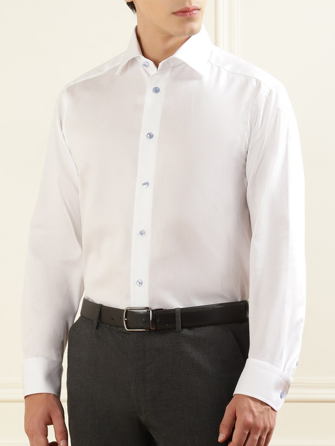 Eton Spread Collar Cotton Formal Shirt, White
