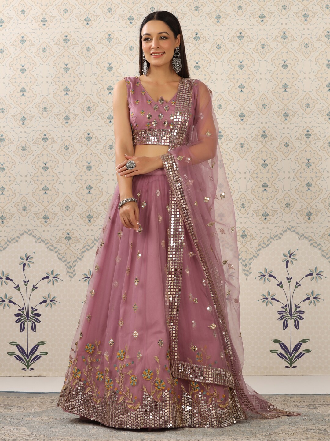 Ode by House of Pataudi Peach-Coloured & Blue Semi-Stitched Lehenga & Unstitched Blouse
Ode by House of Pataudi Peach-Coloured & Blue Semi-Stitched Lehenga & Unstitched Blouse