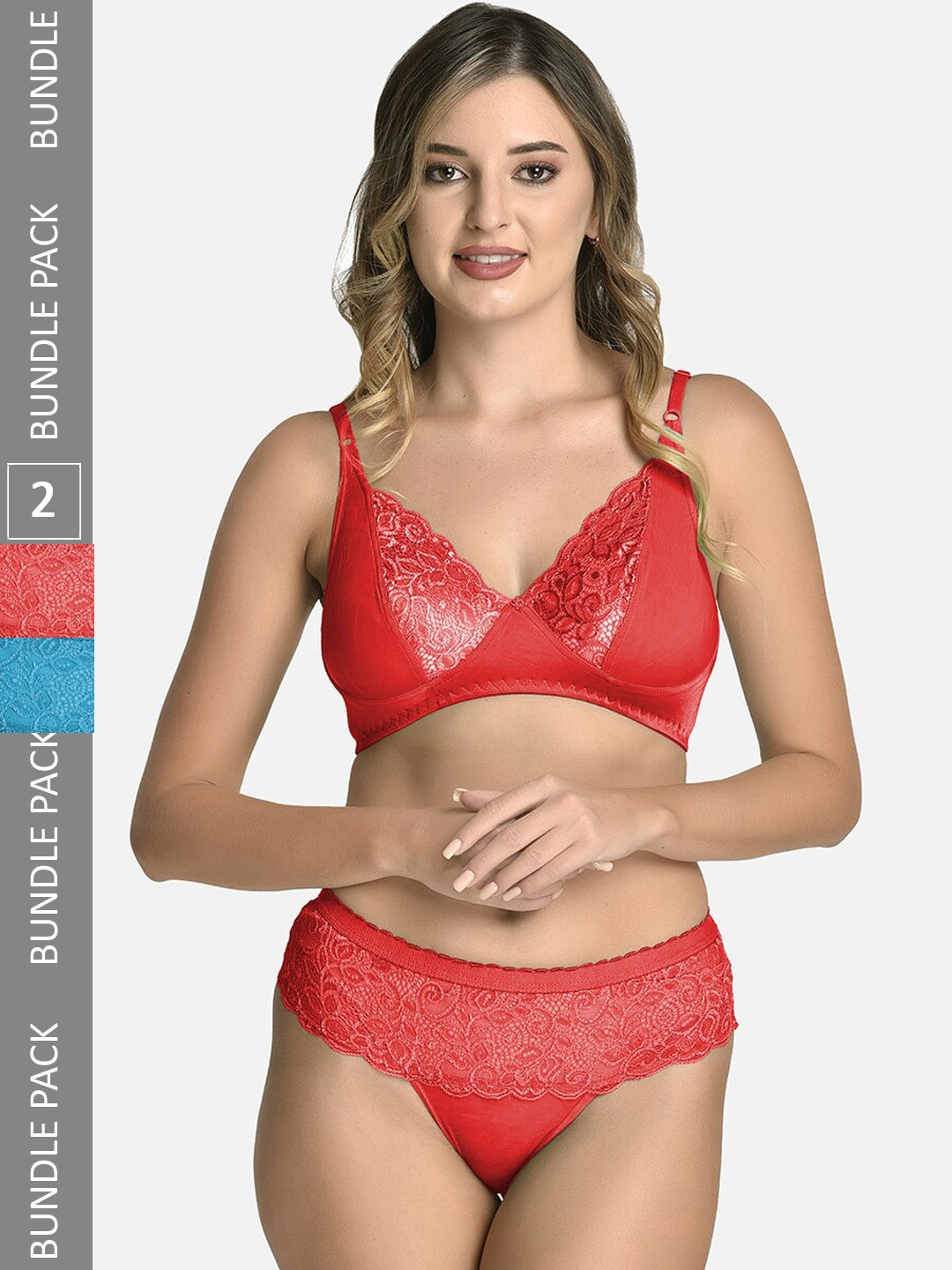 StyFun Pack Of 2 Self Designed Cotton Lycra Lingerie Set VM_CatSet_BlueRed_B, Blue
StyFun Pack Of 2 Self Designed Cotton Lycra Lingerie Set VM_CatSet_BlueRed_B, Blue
