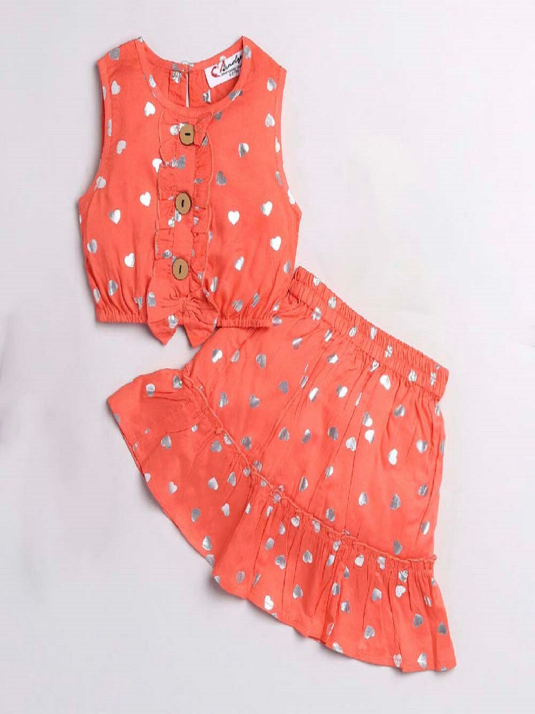 M'andy Girls Printed Top with Skirt, Peach 
M'andy Girls Printed Top with Skirt, Peach