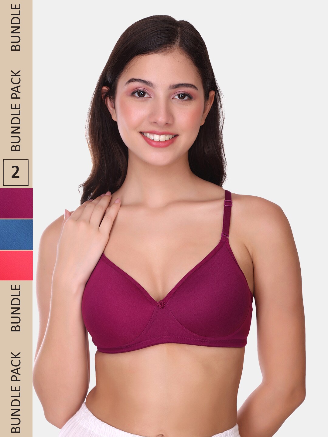 POOJA RAGENEE Pack Of 3 Full Coverage Lightly Padded Seamless Non Wired T-shirt Bra, Blue
POOJA RAGENEE Pack Of 3 Full Coverage Lightly Padded Seamless Non Wired T-shirt Bra, Blue