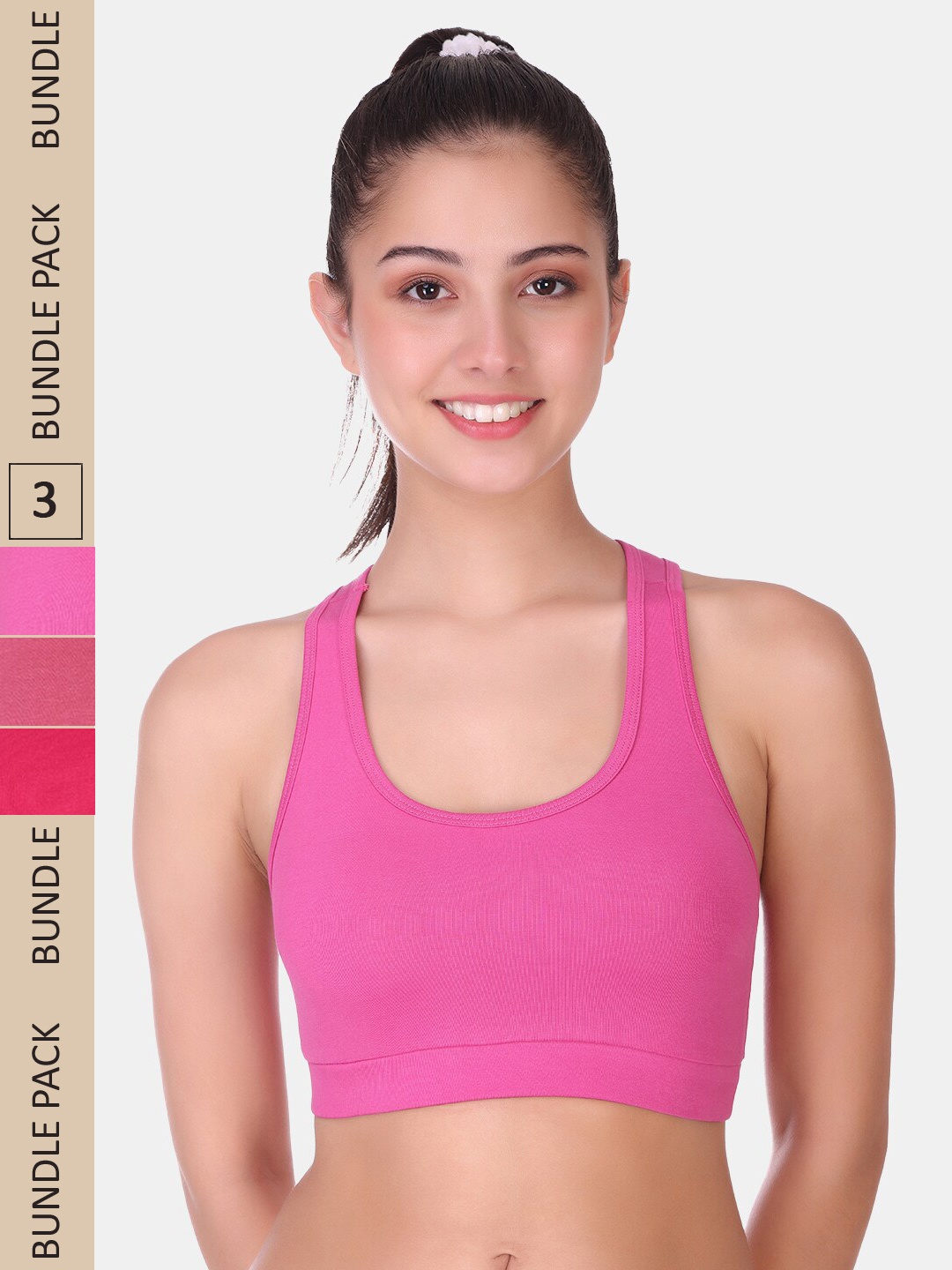 POOJA RAGENEE Pack Of 3 Non Padded Full Coverage All Day Comfort Seamless Sports Bra, Pink
POOJA RAGENEE Pack Of 3 Non Padded Full Coverage All Day Comfort Seamless Sports Bra, Pink