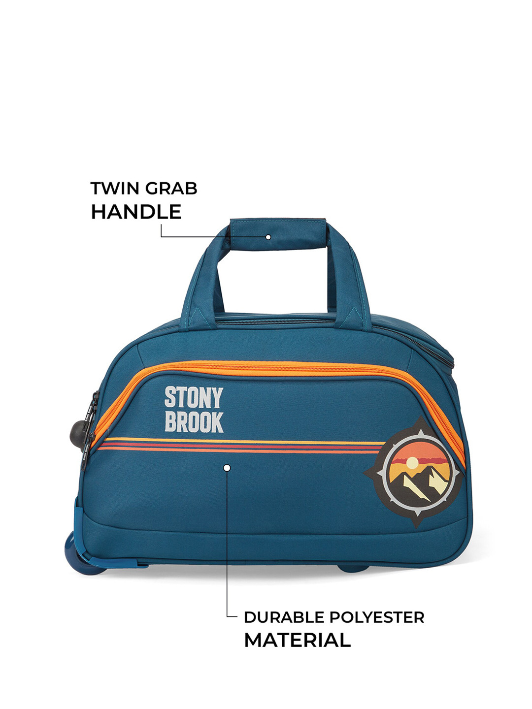 Stony Brook by Nasher Miles Brand Logo Printed Duffel Trolley Bag 50L, Turquoise blue
Stony Brook by Nasher Miles Brand Logo Printed Duffel Trolley Bag 50L, Turquoise blue