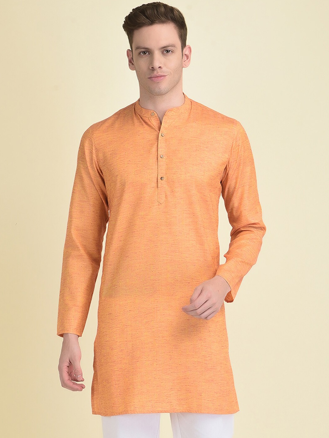 DEYANN Ethnic Motif Woven Design Mandarin Collar Straight Kurta With Pyjamas, Orange
DEYANN Ethnic Motif Woven Design Mandarin Collar Straight Kurta With Pyjamas, Orange