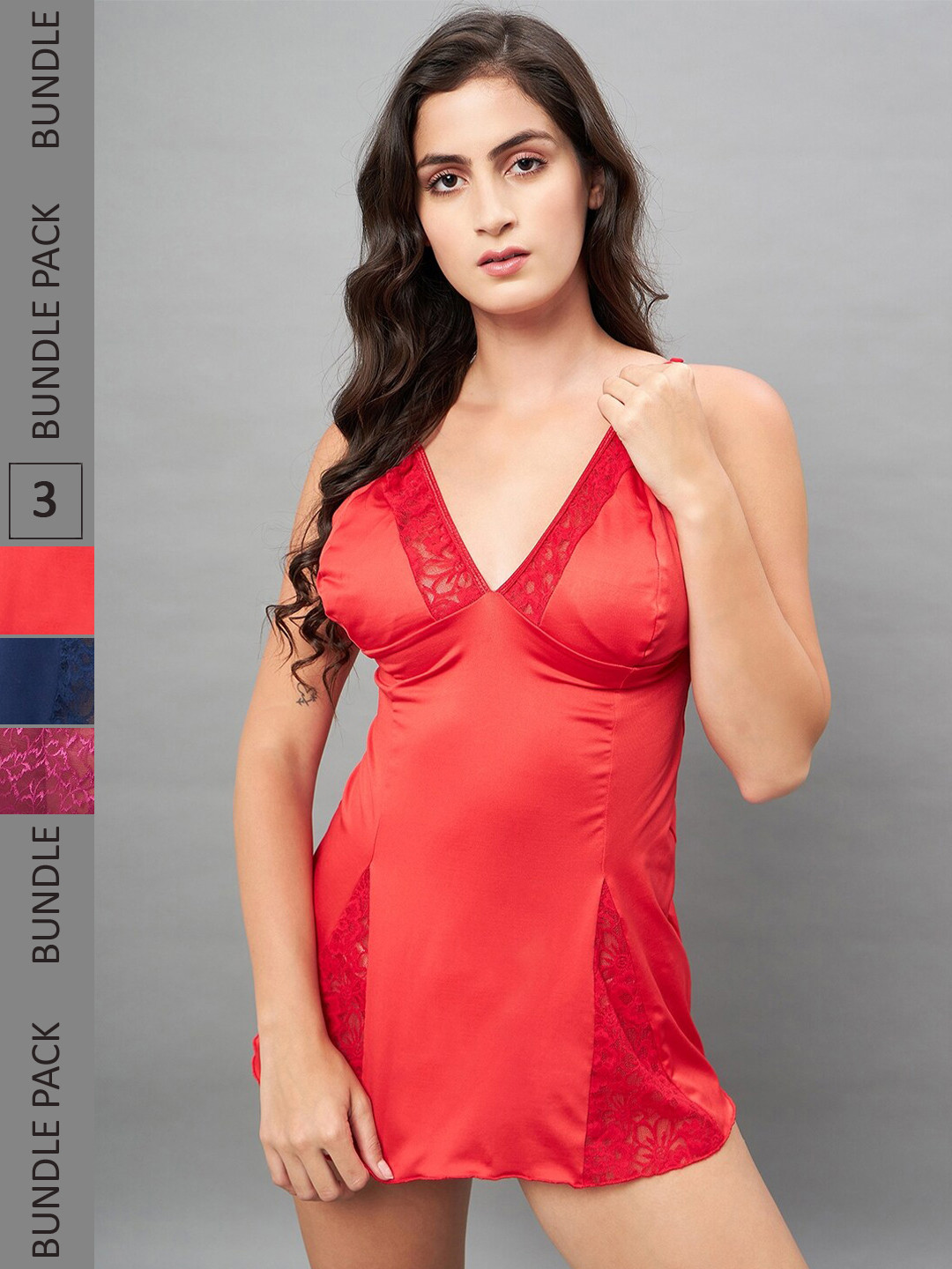 SECRETS BY ZEROKAATA Pack Of 3 Assorted Baby Dolls with Thong Briefs
SECRETS BY ZEROKAATA Pack Of 3 Assorted Baby Dolls with Thong Briefs