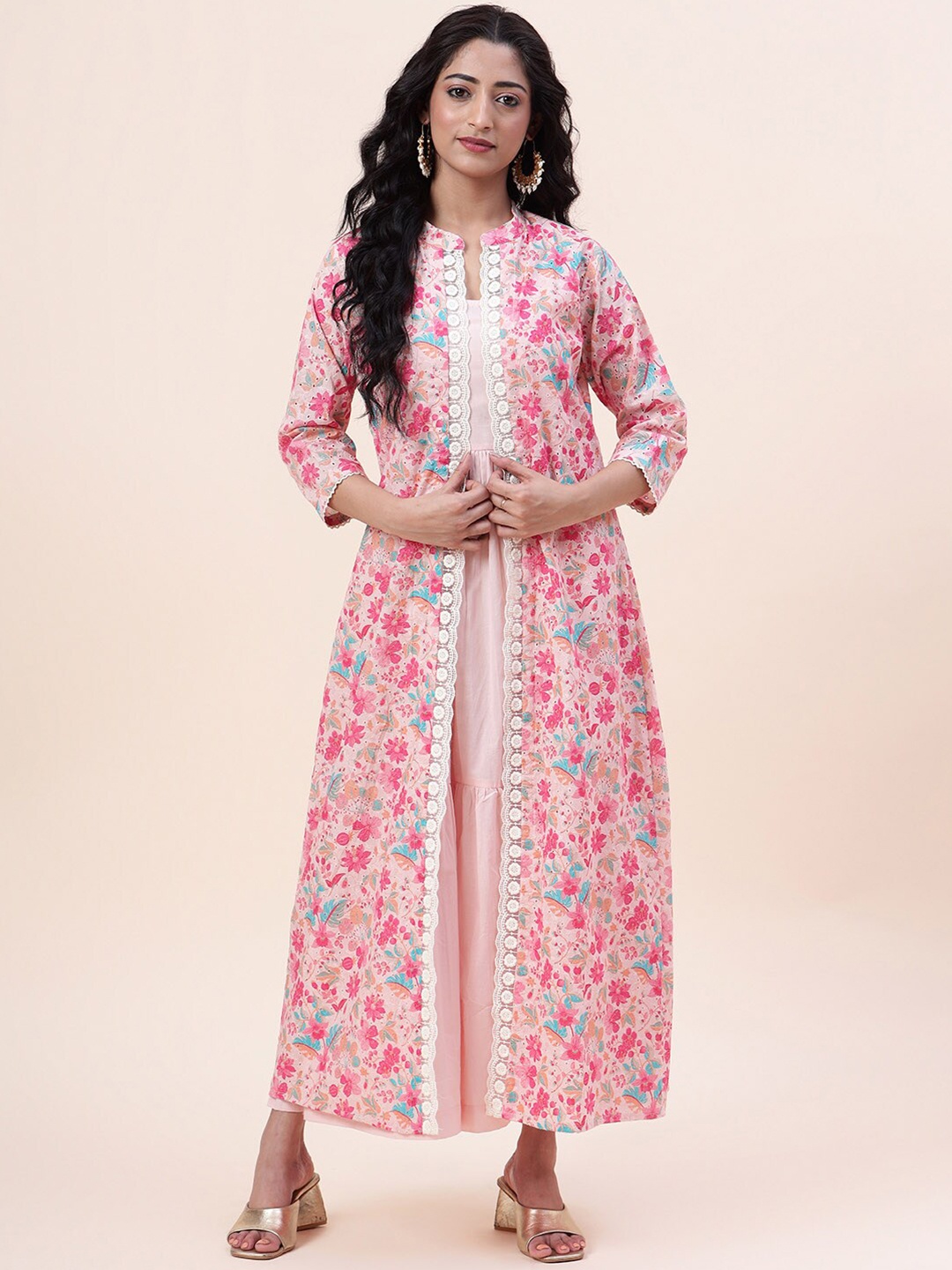 Meena Bazaar Ethnic Motifs Embroidered Mirror Work A-Line Cotton Ethnic Dress & Shrug, Pink
Meena Bazaar Ethnic Motifs Embroidered Mirror Work A-Line Cotton Ethnic Dress & Shrug, Pink