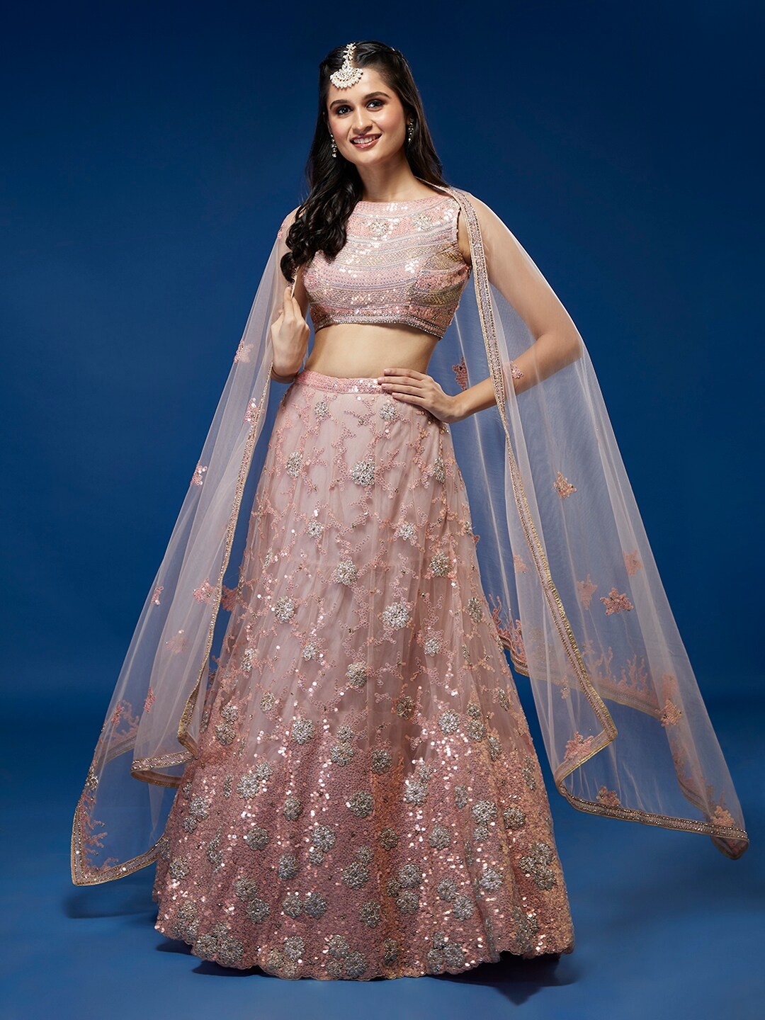 panchhi Embellished Sequinned Semi-Stitched Lehenga & Unstitched Blouse With Dupatta, Peach
panchhi Embellished Sequinned Semi-Stitched Lehenga & Unstitched Blouse With Dupatta, Peach