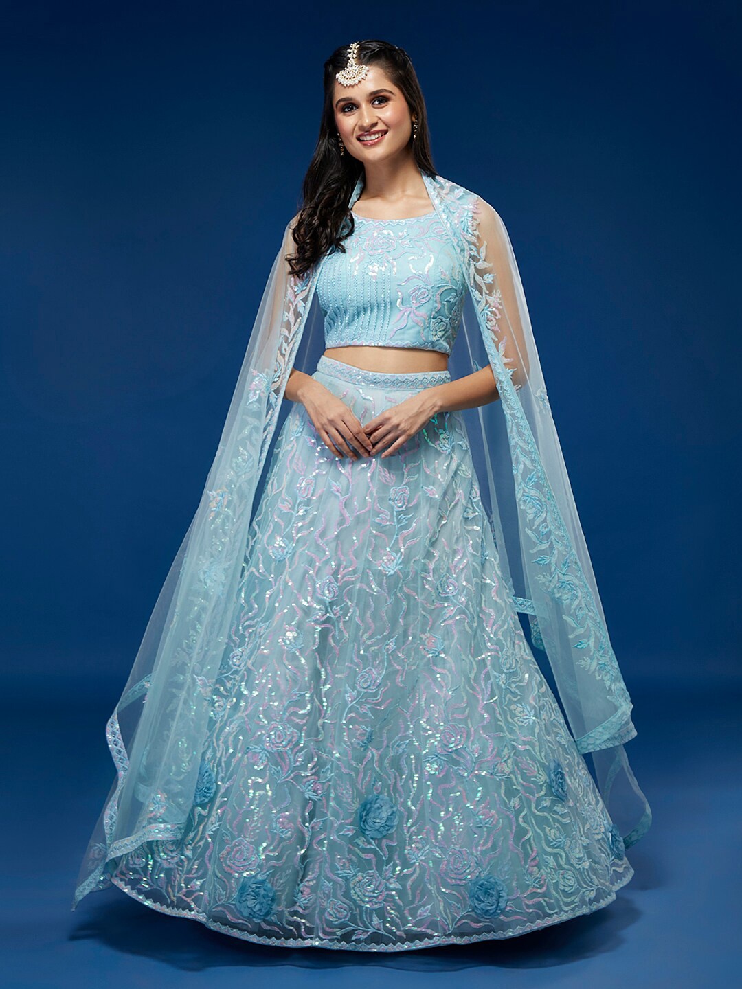 panchhi Embroidered Sequinned Semi-Stitched Lehenga & Unstitched Blouse With Dupatta, Turquoise blue
panchhi Embroidered Sequinned Semi-Stitched Lehenga & Unstitched Blouse With Dupatta, Turquoise blue