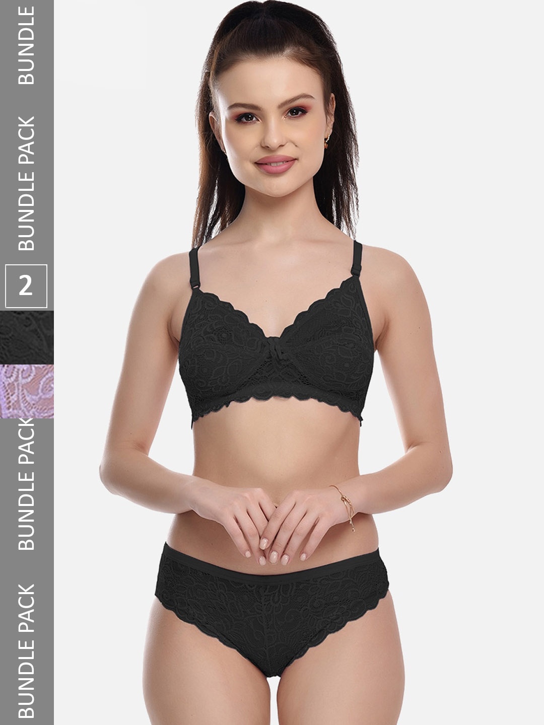 FIMS Pack Of 2 Self Designed Cotton Lycra Net Lingerie Set - Rimjhim_Set_PurpleBlack_B, Purple
FIMS Pack Of 2 Self Designed Cotton Lycra Net Lingerie Set - Rimjhim_Set_PurpleBlack_B, Purple