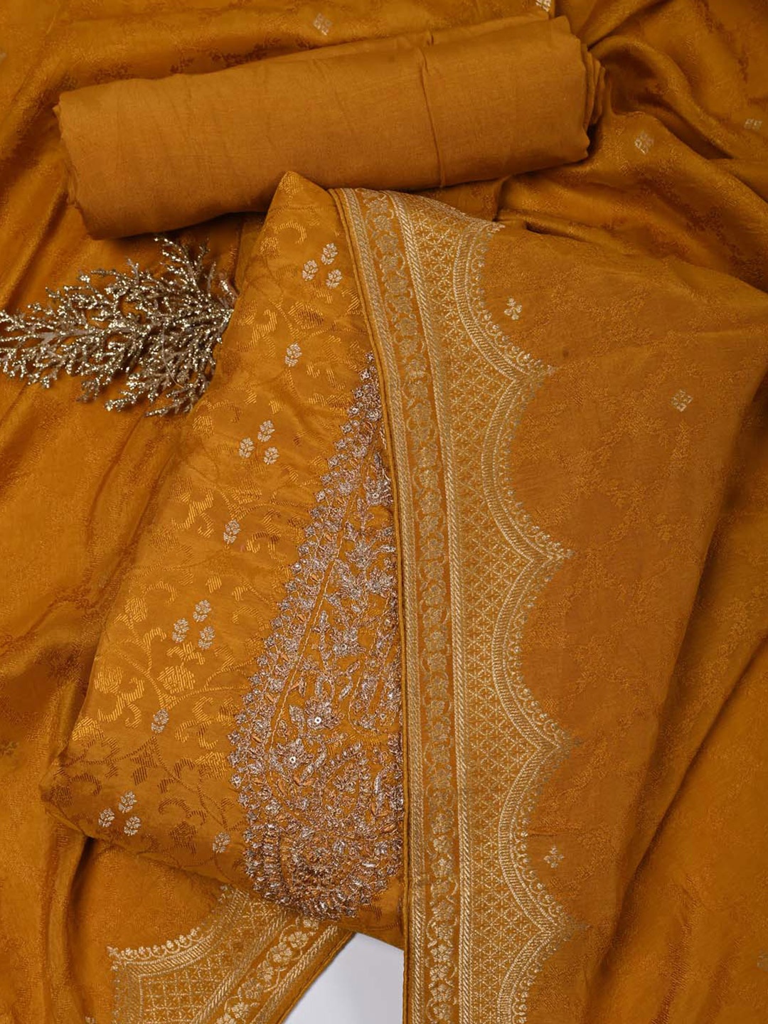 Meena Bazaar Kurta Fabric Bottom Fabric and Dupatta Embroidered Unstitched Dress Material, Mustard
Meena Bazaar Kurta Fabric Bottom Fabric and Dupatta Embroidered Unstitched Dress Material, Mustard