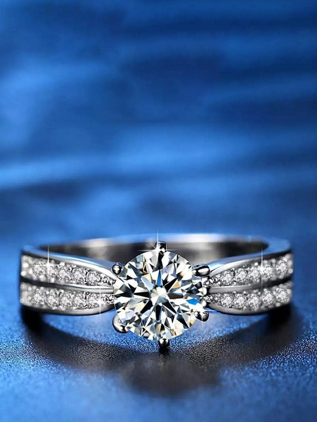 MYKI Silver-Plated & CZ Studded Finger Ring