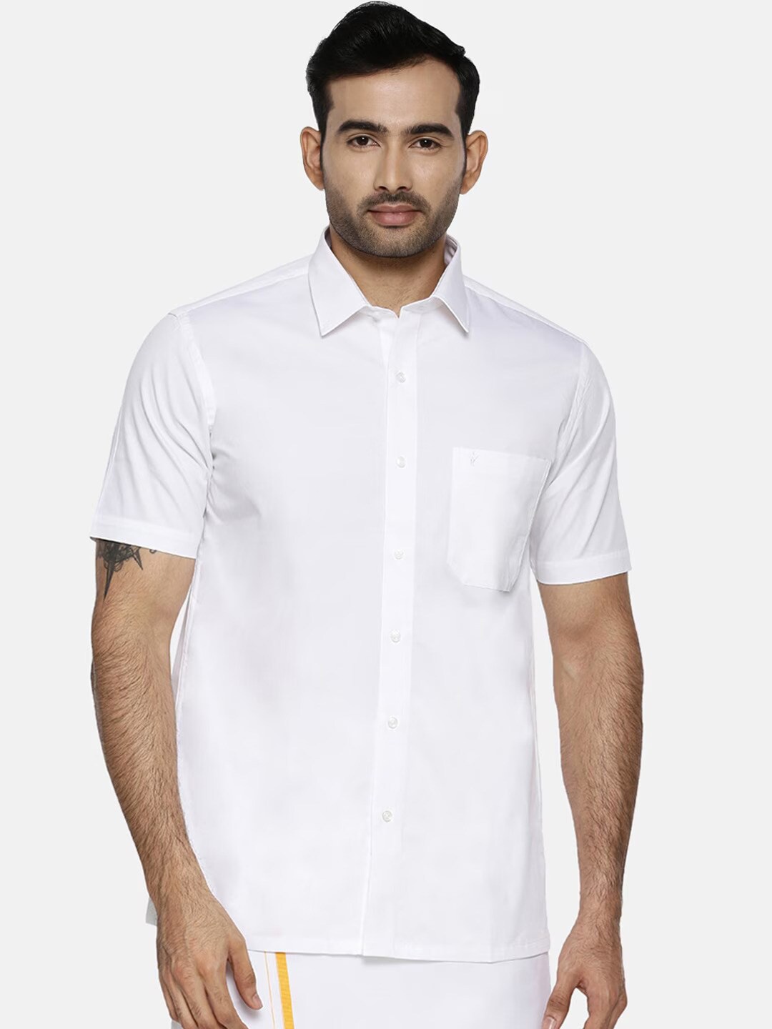 

Ramraj Spread Collar Original Pure Cotton Casual Shirt, White