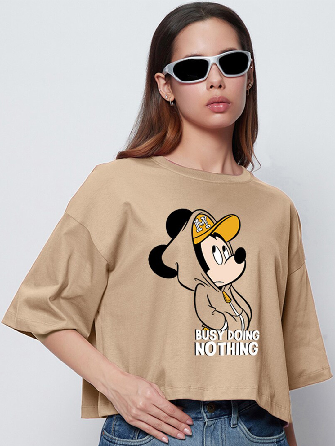 Bewakoof x OFFICIAL DISNEY MERCHANDISE Busy Doing Nothing Printed Oversized Crop T-shirt, Brown
Bewakoof x OFFICIAL DISNEY MERCHANDISE Busy Doing Nothing Printed Oversized Crop T-shirt, Brown