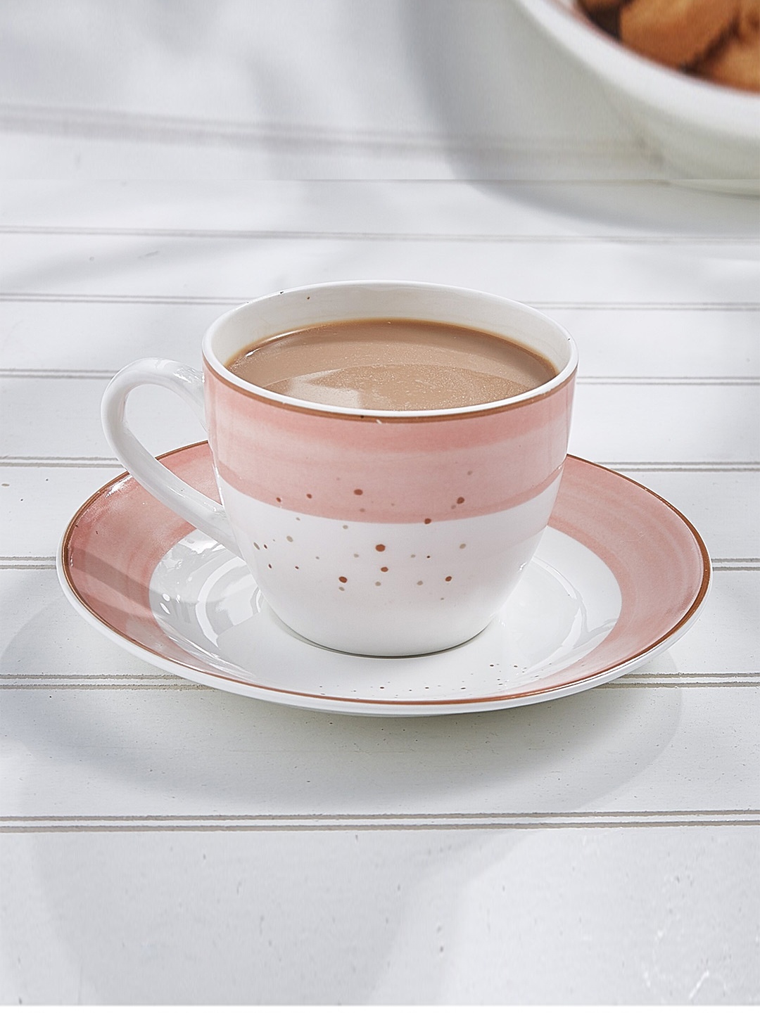 Home Centre Colour Refresh White & Pink Printed Stoneware Glossy Cup and Saucer Set 210ml
Home Centre Colour Refresh White & Pink Printed Stoneware Glossy Cup and Saucer Set 210ml
