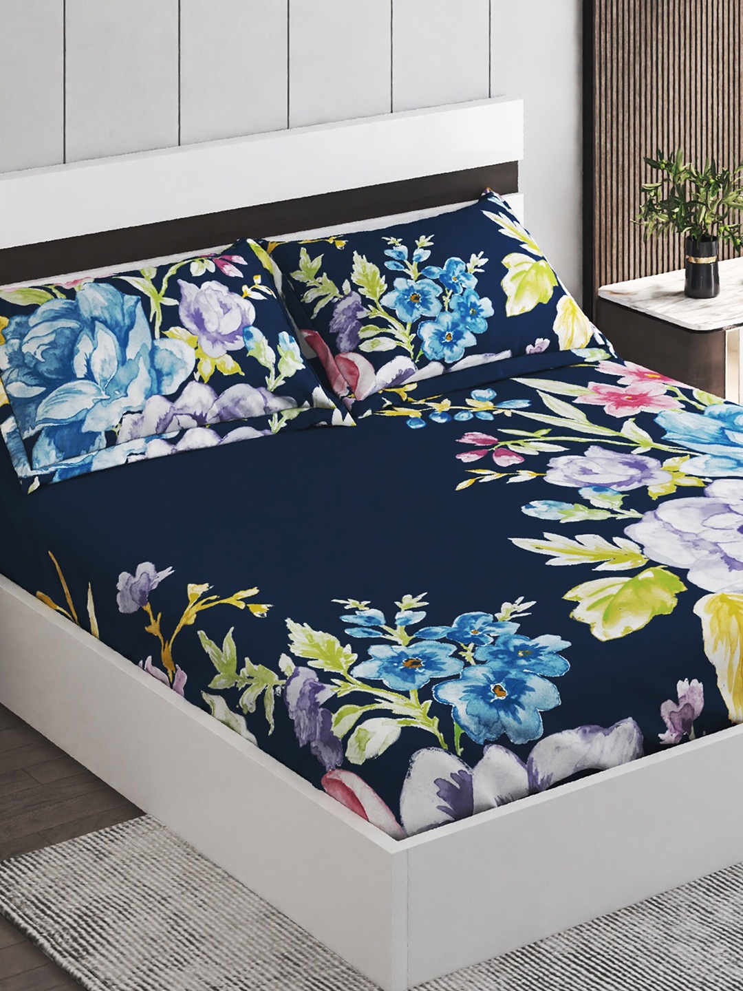 Home Centre Harbour Blue & Green Floral Cotton 180 TC King Bedsheet With 2 Pillow Covers
Home Centre Harbour Blue & Green Floral Cotton 180 TC King Bedsheet With 2 Pillow Covers