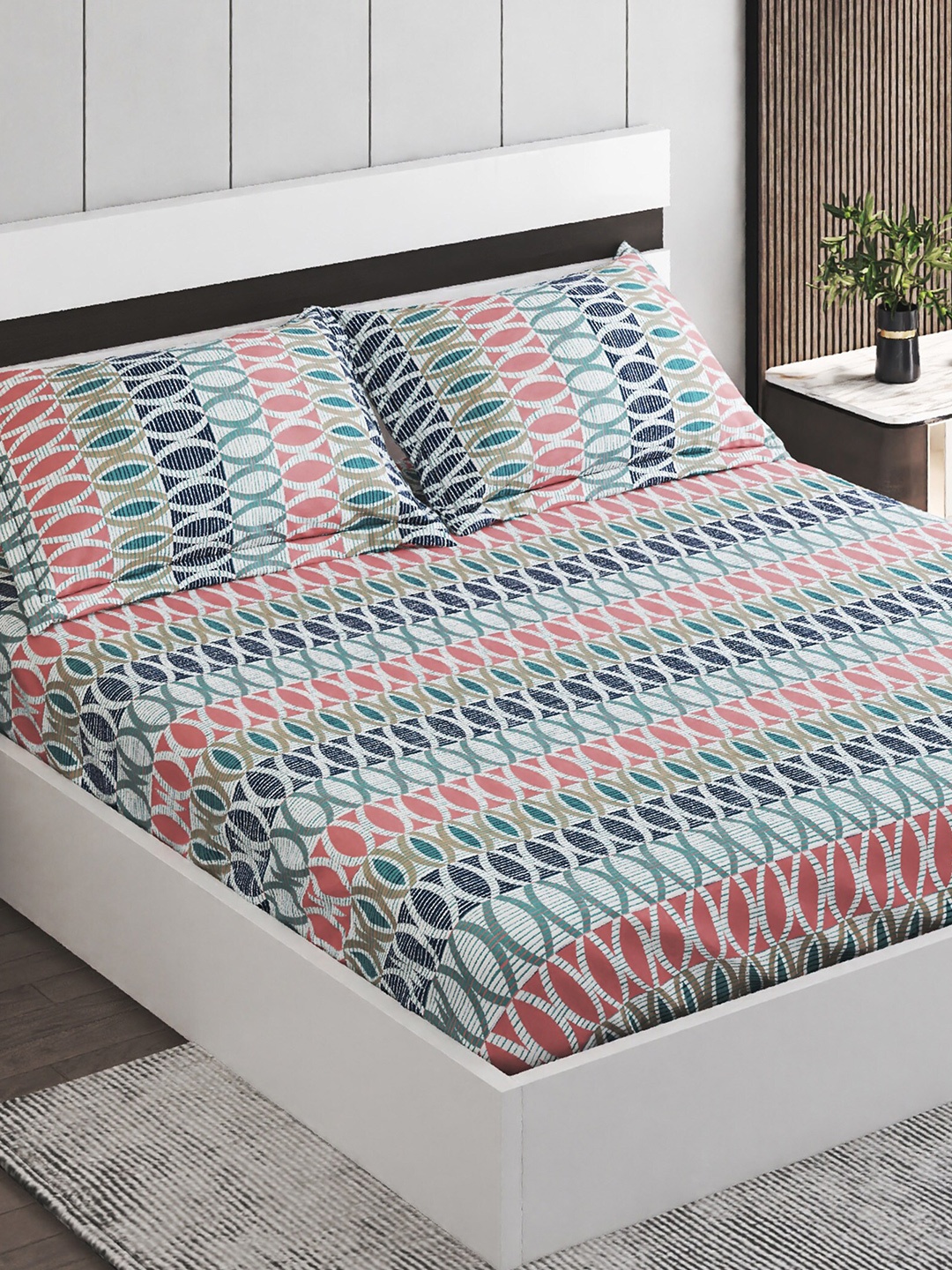 Home Centre Dallas Red Geometric Cotton Fitted 144 TC Queen Bedsheet & 2 Pillow Covers
Home Centre Dallas Red Geometric Cotton Fitted 144 TC Queen Bedsheet & 2 Pillow Covers